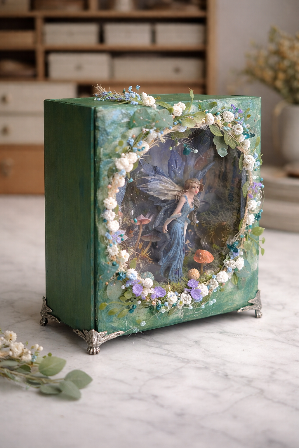 Handmade Fairy Diorama With Fairy Lights – Enchanted Forest Shadow Box Decor