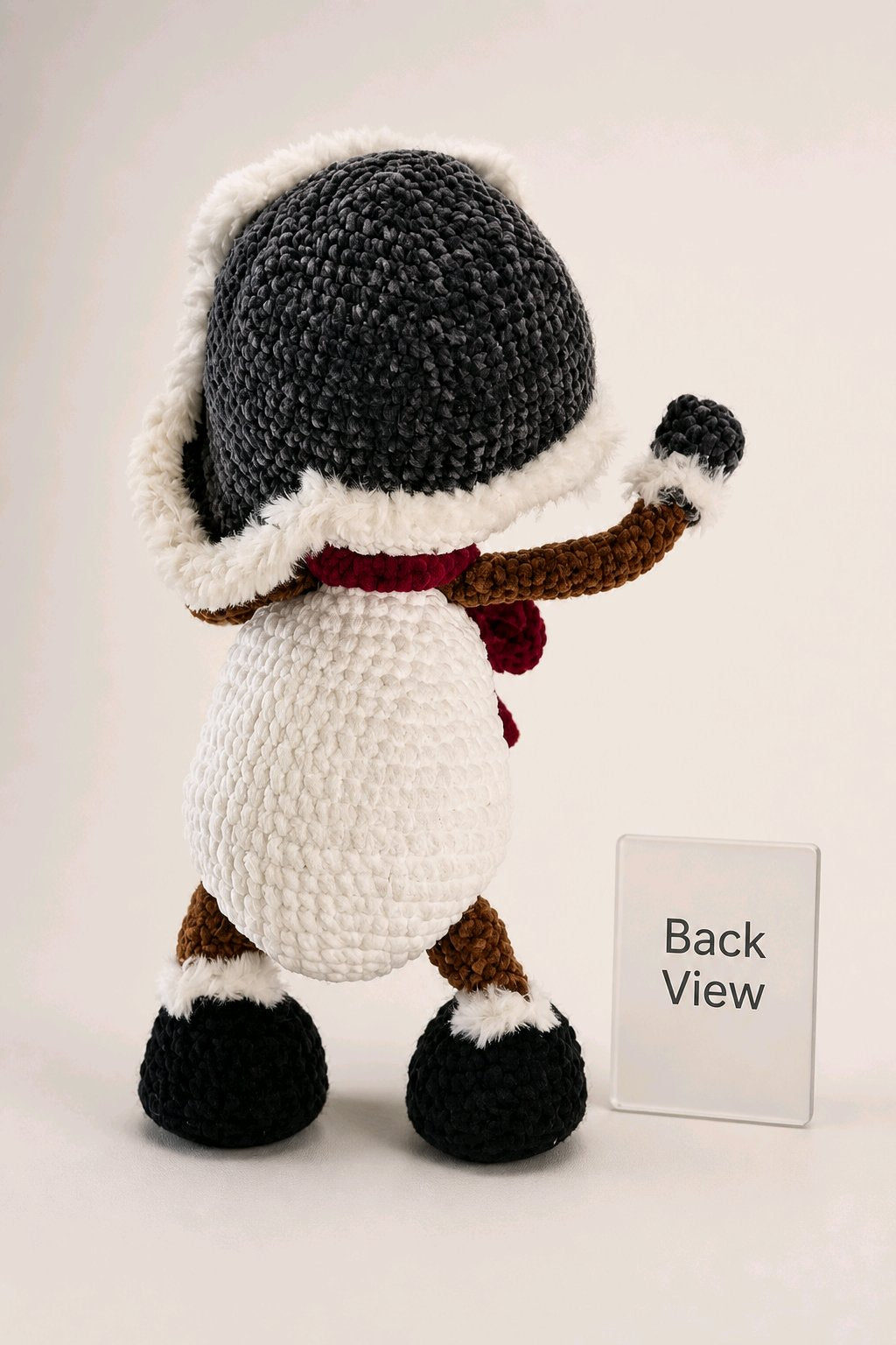 Handmade Poseable Crochet Snowman – 20" Tall with Hat & Scarf