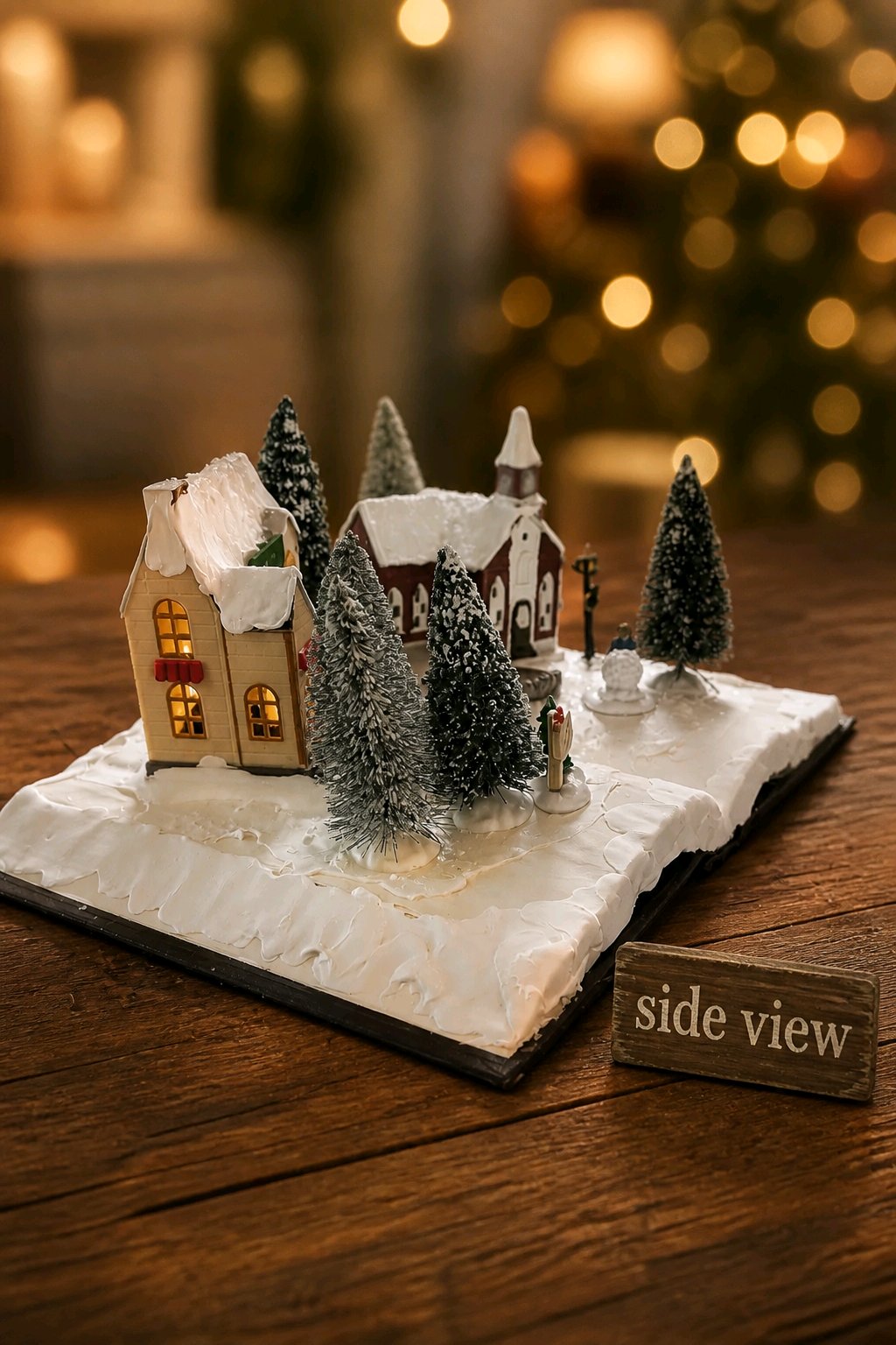 Handmade Altered Book Christmas Village Diorama – Open Book Scene with People