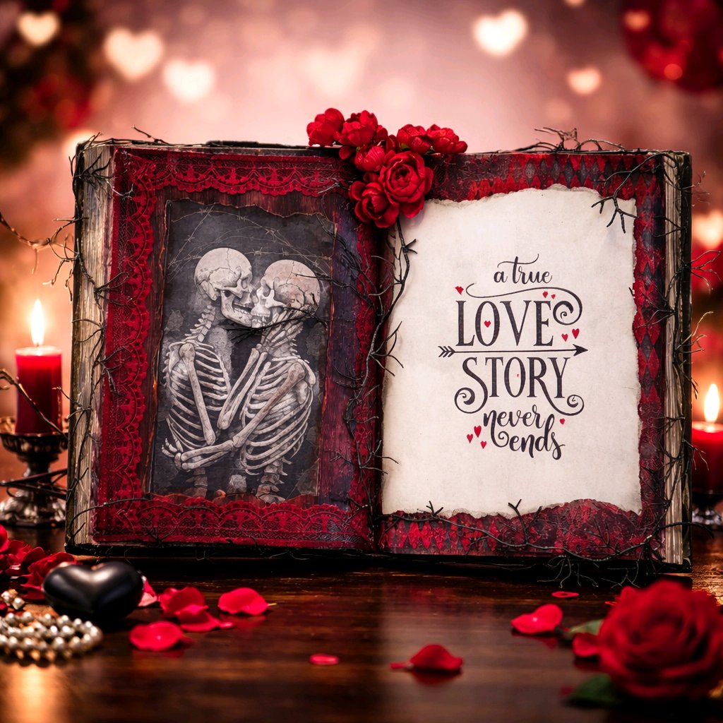 Handmade Valentine's Altered Book - True Love Story Vintage Decor