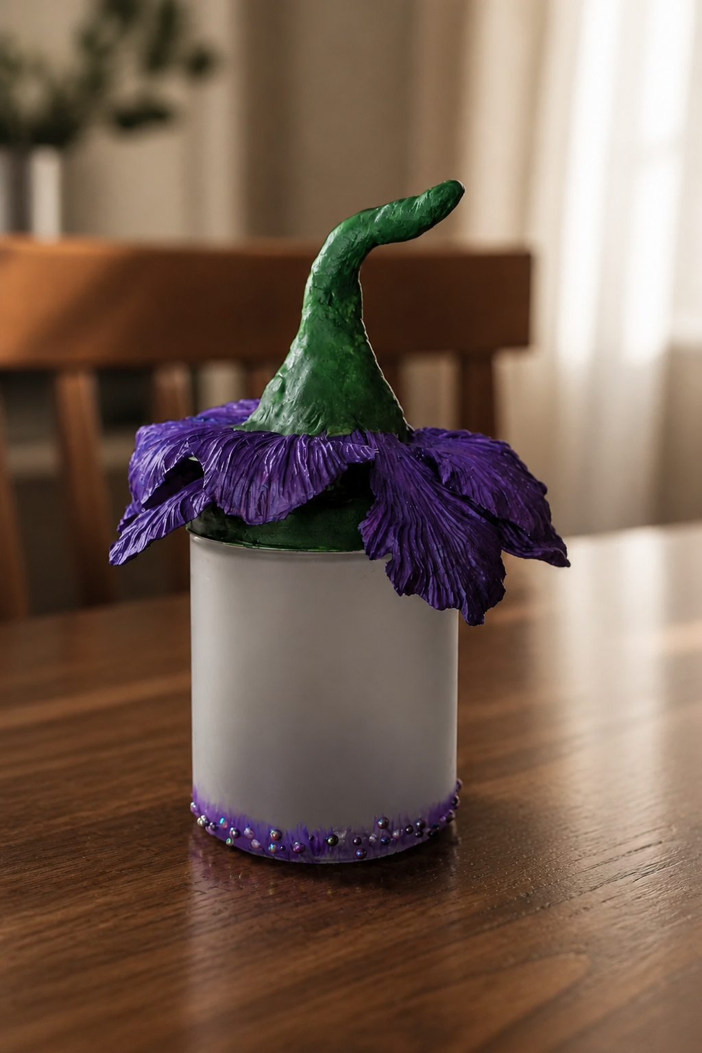 Upcycled Fairy Jar with Lights – Handcrafted Clay Flowers | Magical Night Light & Home Decor