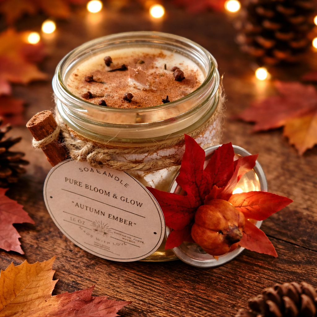 Purely Luminous Whispers Homemade 100% Natural Candles - Soy Candle - Autumn Ember
