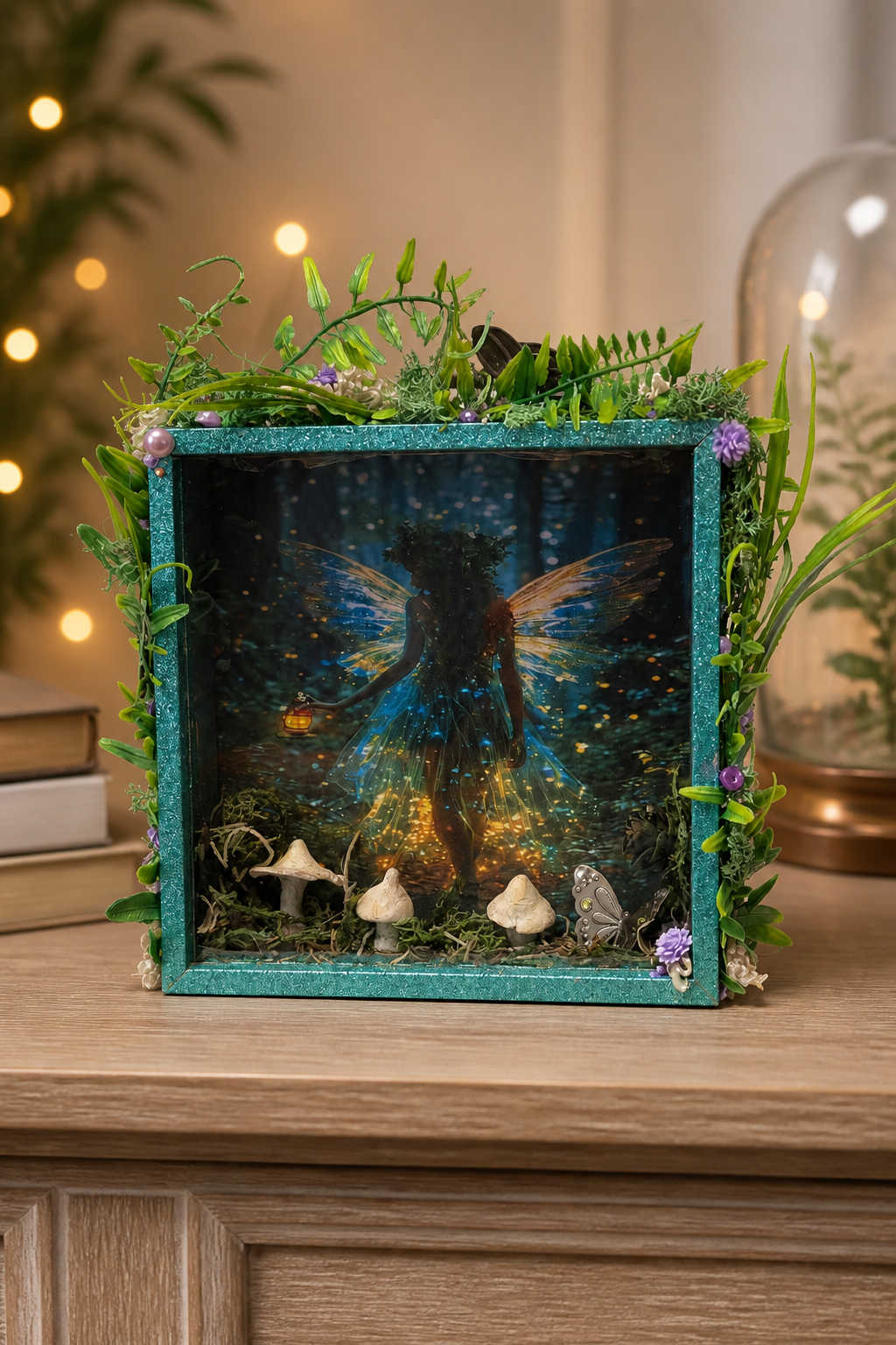 Fairy Shadow Box with Lights – Handmade Whimsical Decor (5.5" x 5.5")