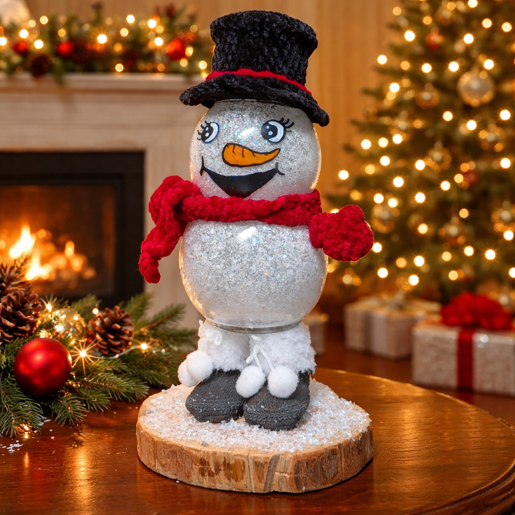 Standing Snowman with Lights - Handmade Holiday Decoration