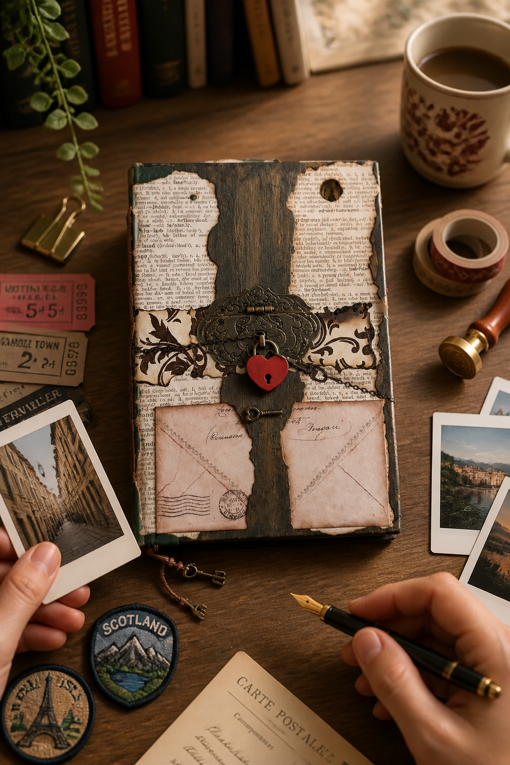 Handmade Vintage Junk Journal | Layered Ephemera, Hand-Stitched Binding