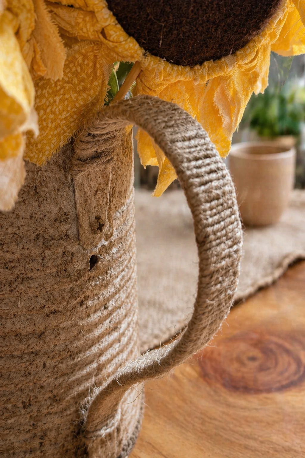 Rustic Sunflower Watering Can Arrangement — Handmade Farmhouse Floral Decor