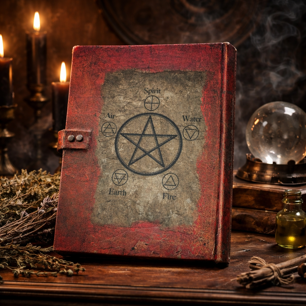 Spells and Potions Altered Book - Red - Handmade Wizard Decor