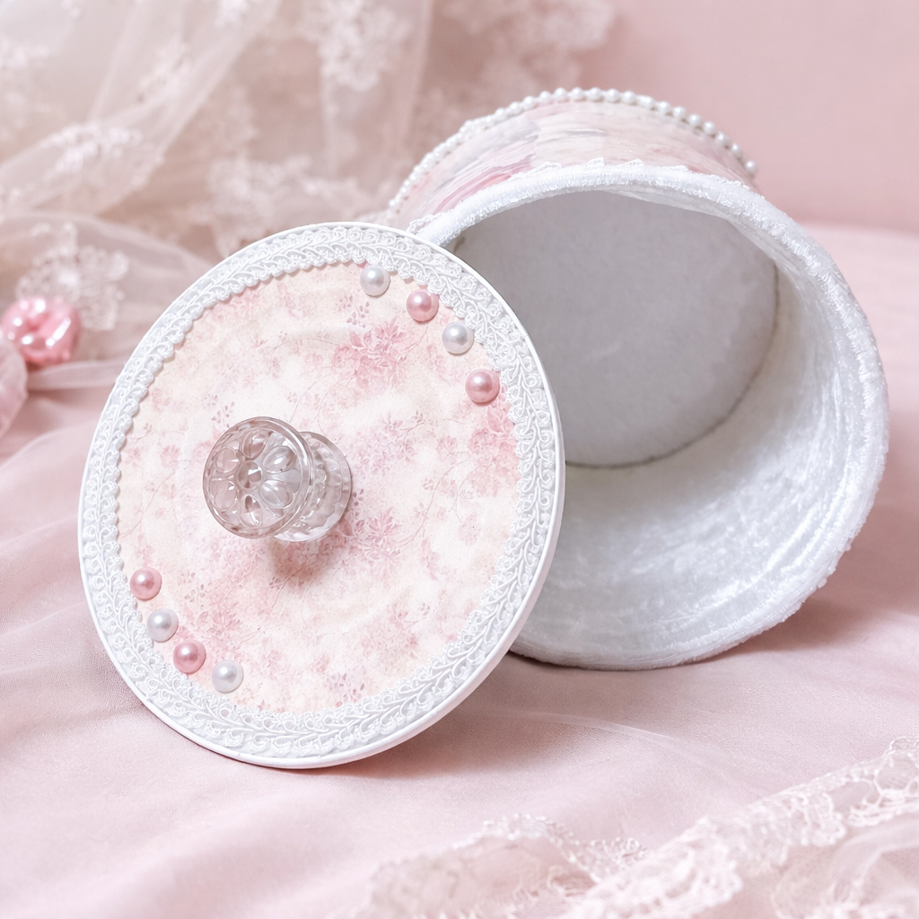 Handmade Shabby Chic Upcycled Tin Can - Pink Butterfly Storage