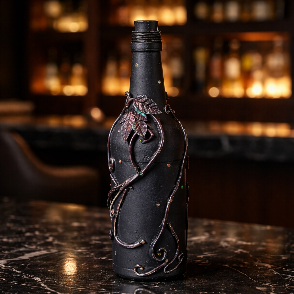 Jack Skellington Gothic Bottle - Handmade Upcycled Halloween Decor