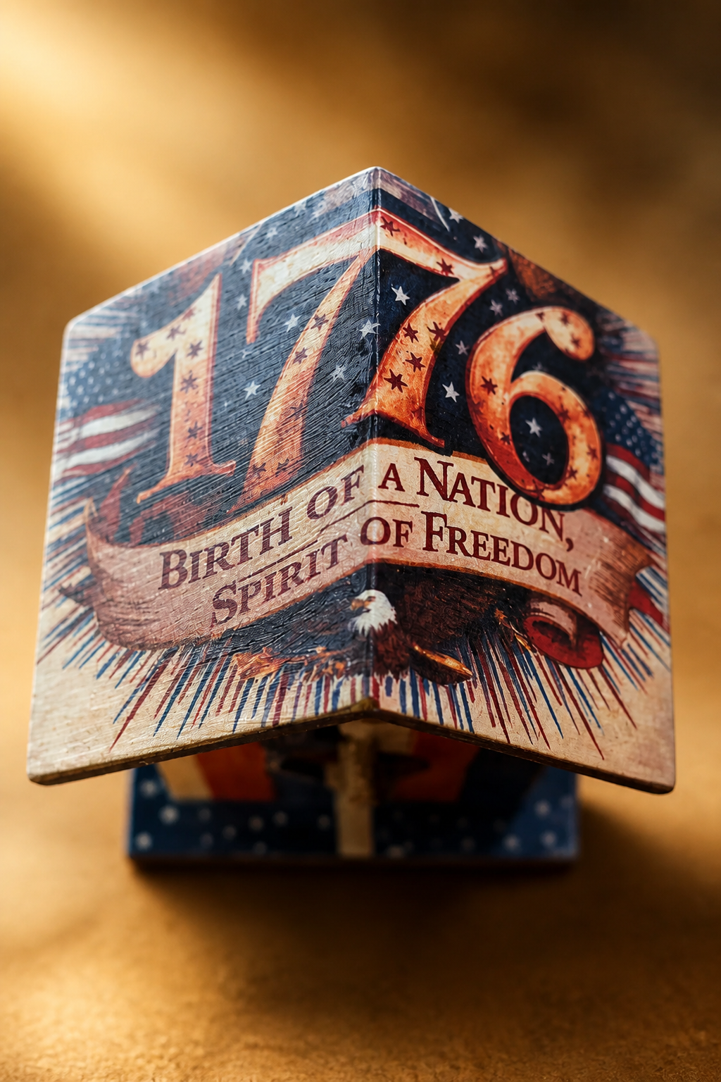 Hand-Painted Patriotic Birdhouse Shelf Sitter | Tiered Tray Decor | 4th of July & Memorial Day