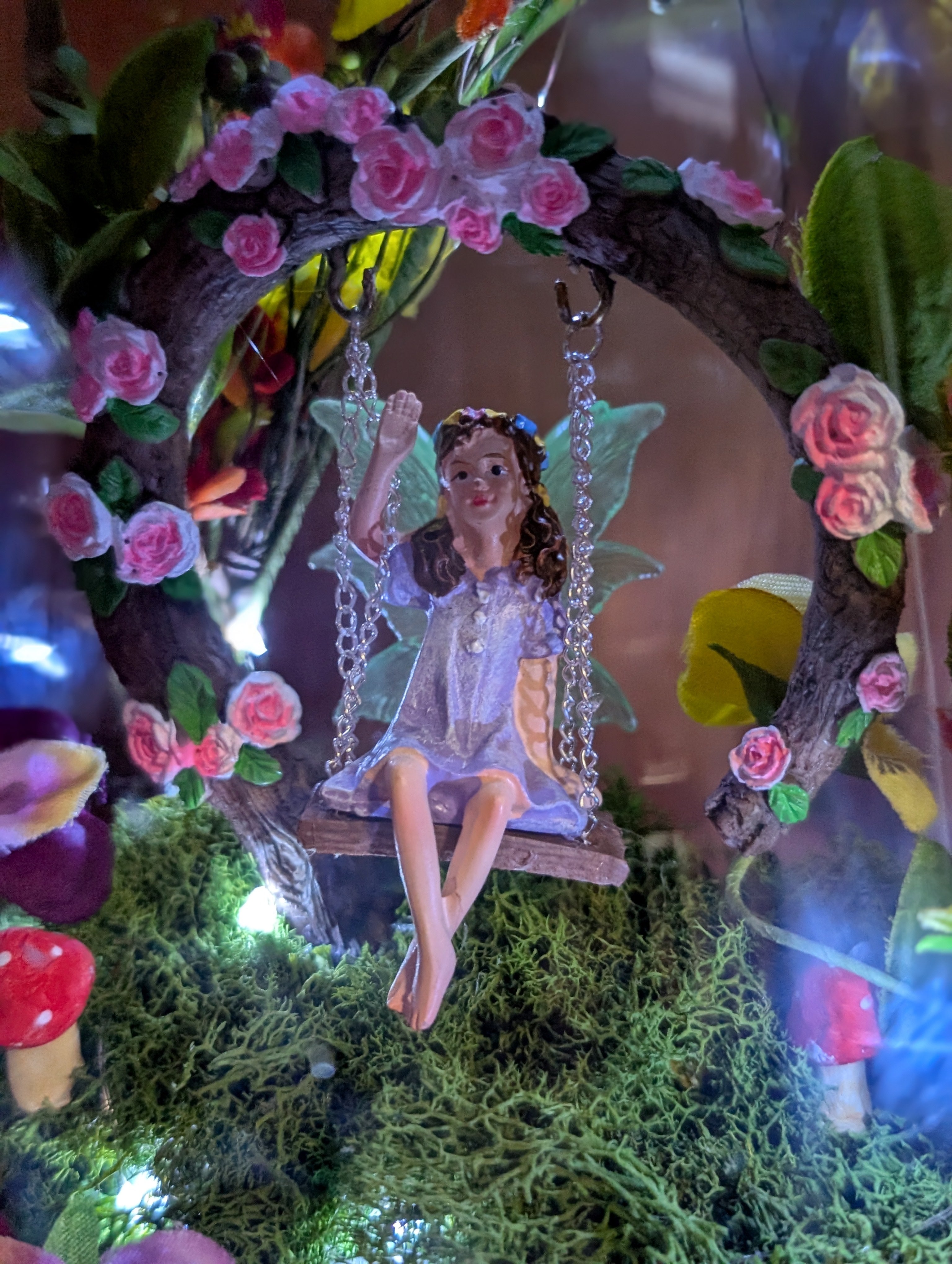 Mushroom Fairy Cloche with Lights - Enchanted Glass Dome Decor