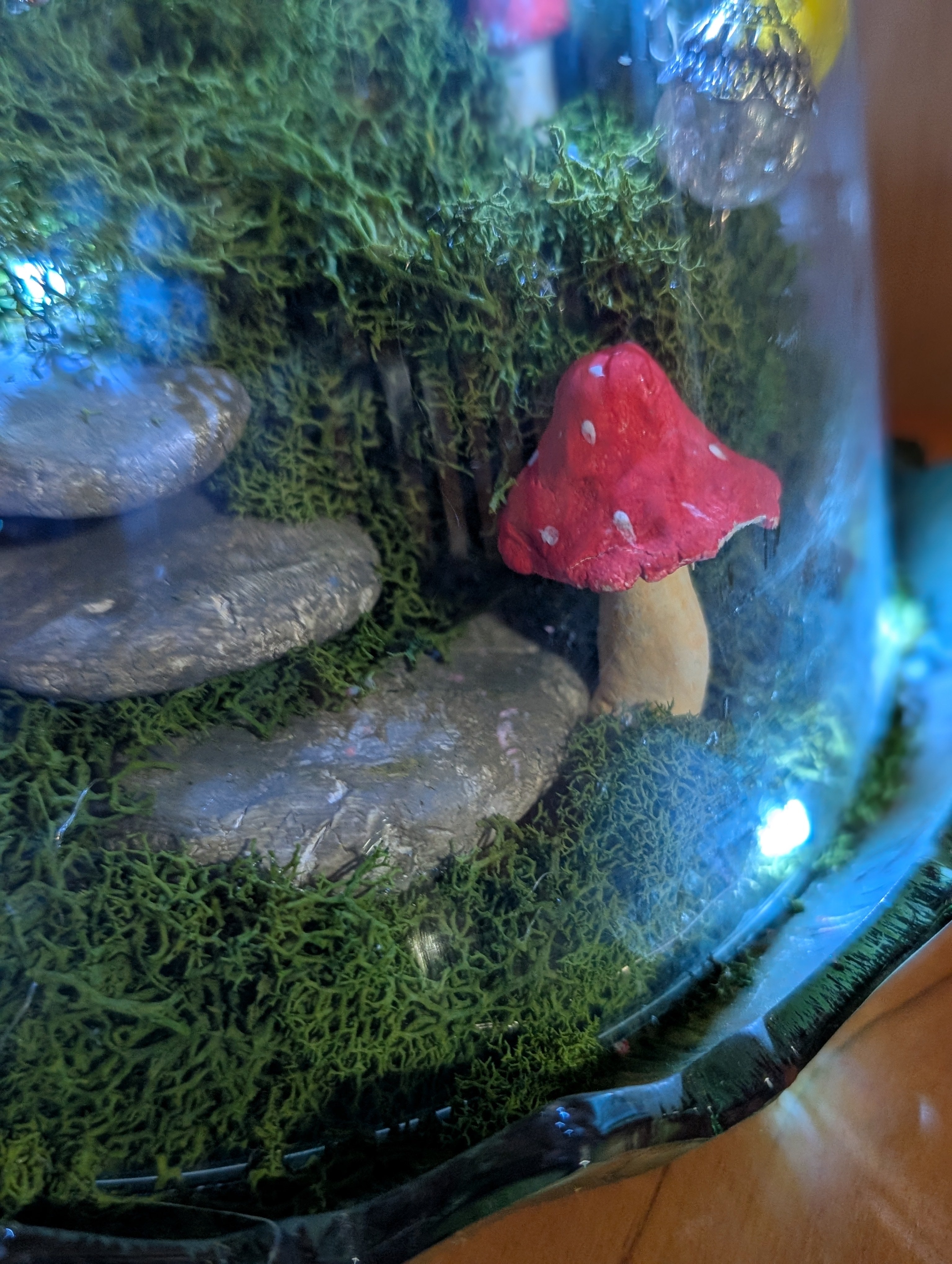 Mushroom Fairy Cloche with Lights - Enchanted Glass Dome Decor