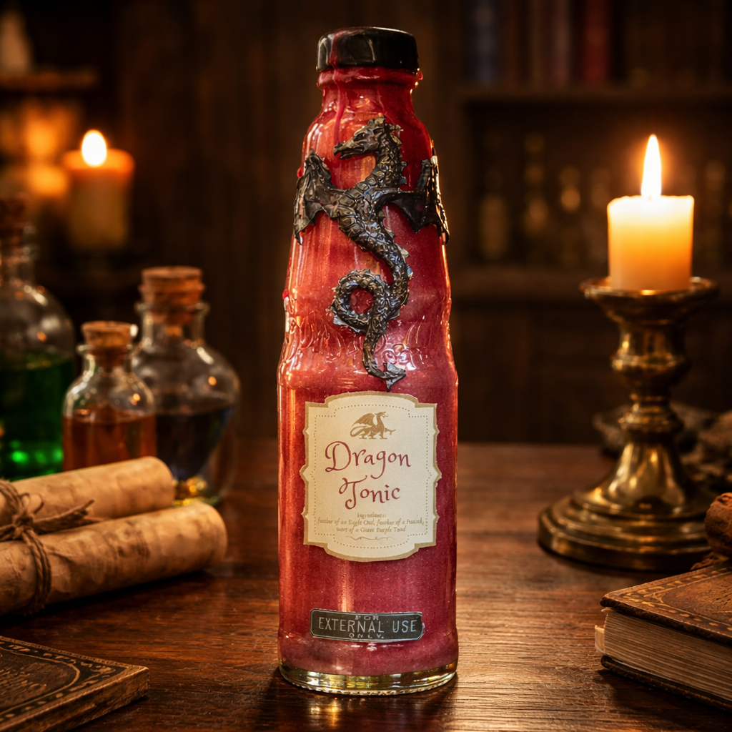 Halloween Potion Bottle - Dragon Tonic with Colored Water - Upcycled