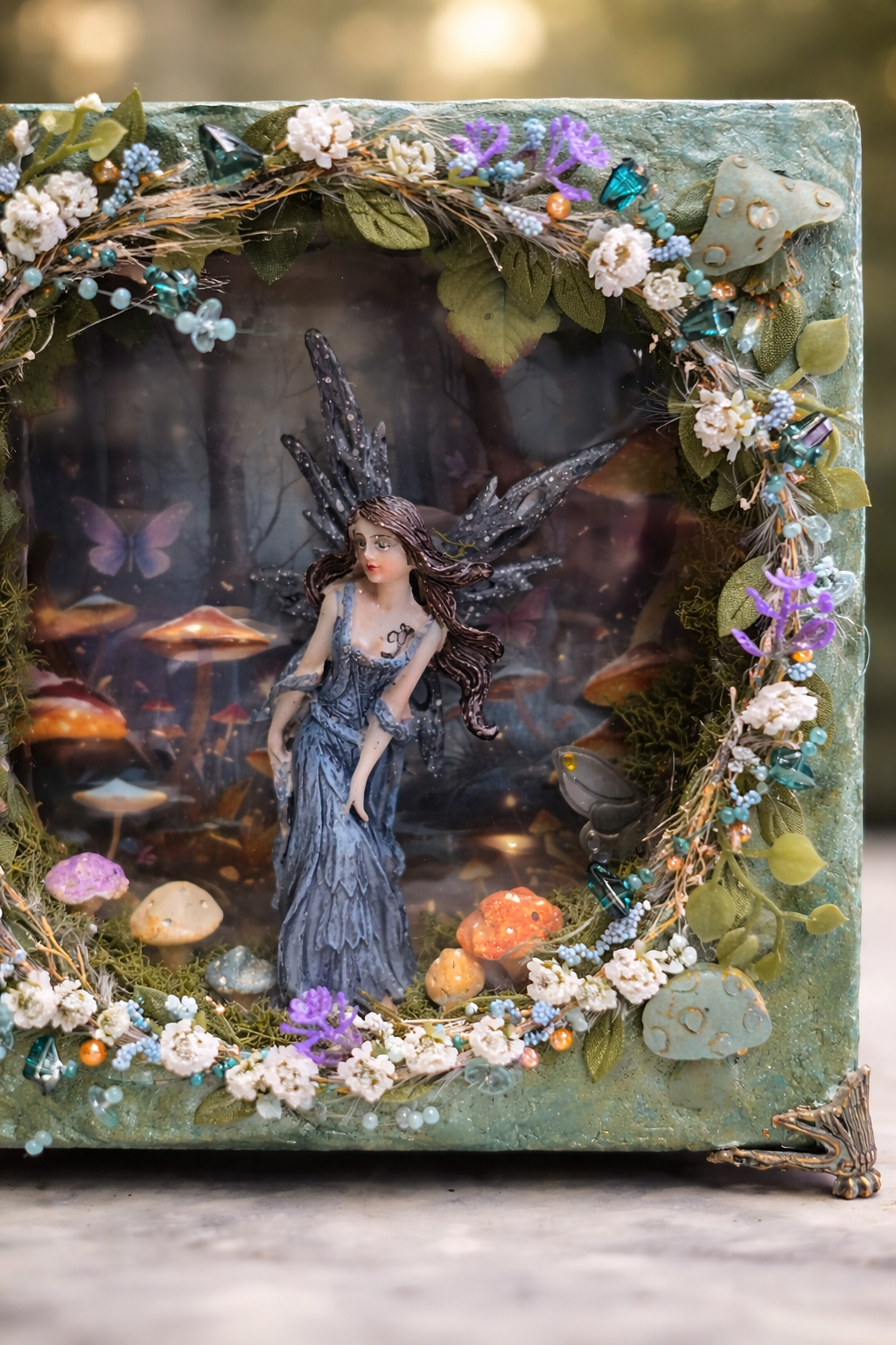 Handmade Fairy Diorama With Fairy Lights – Enchanted Forest Shadow Box Decor