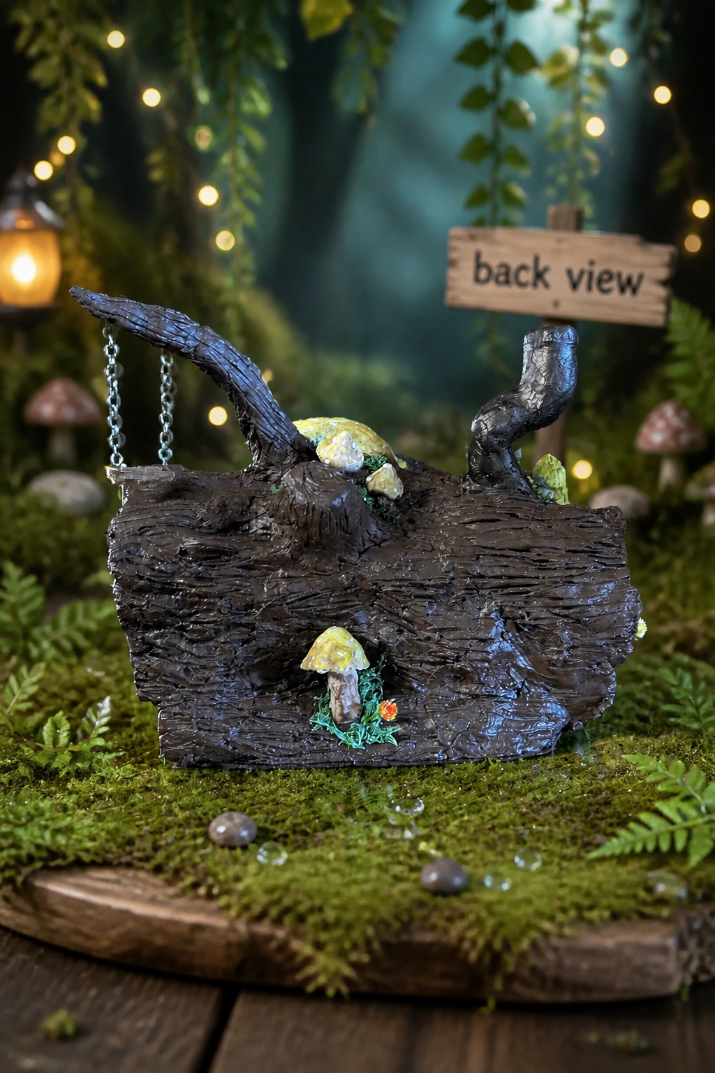 Gnome Log House – Handmade Upcycled Glass Jar Sculpture