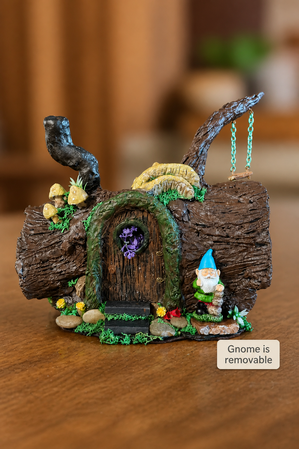 Gnome Log House – Handmade Upcycled Glass Jar Sculpture